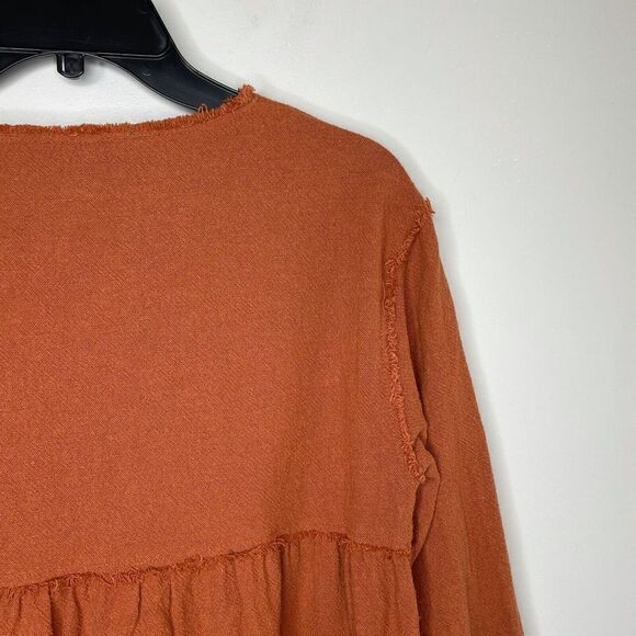 ZARA Trafaluc Collection Womens Deep Orange Cotton Popover Dress Tunic Medium M - Picture 5 of 8